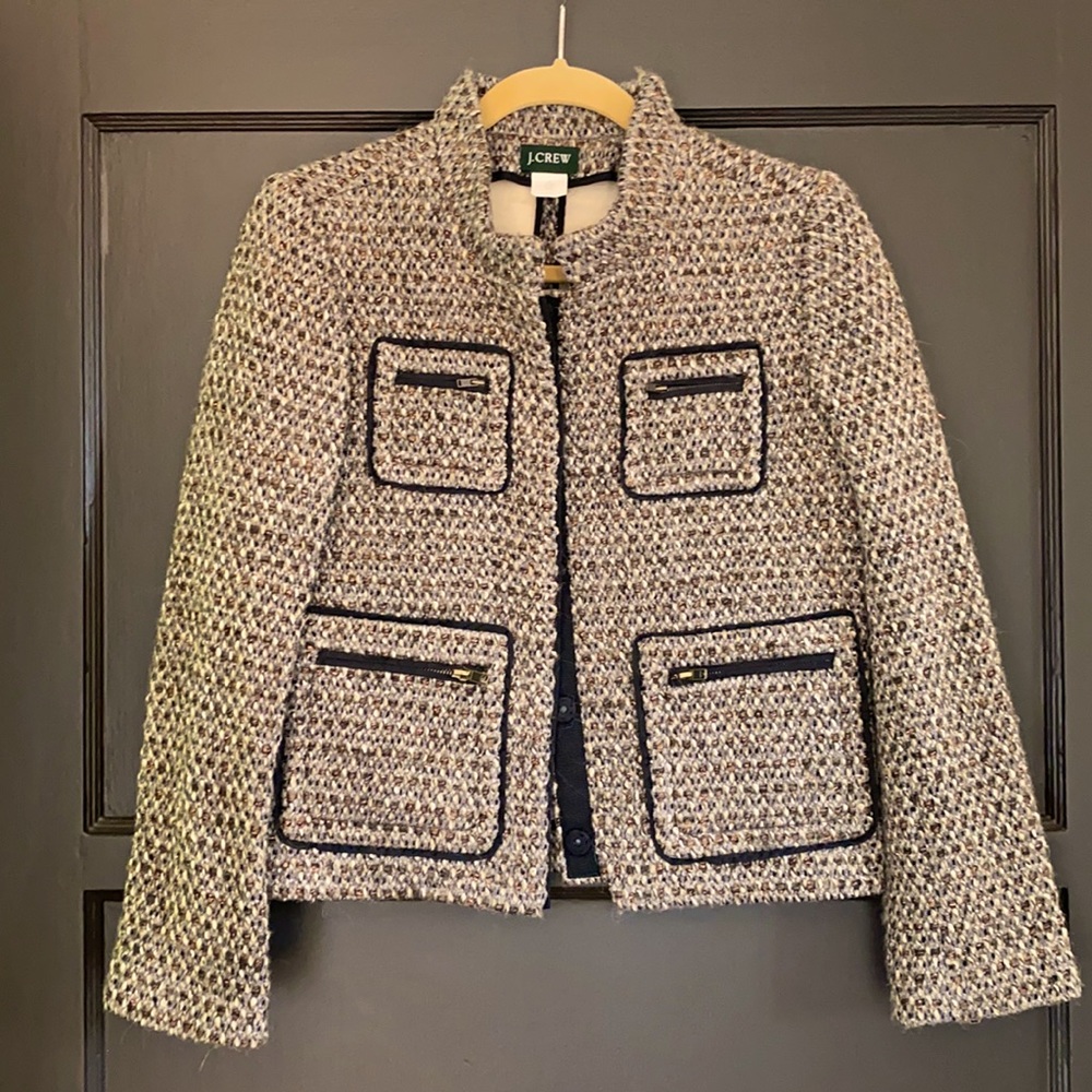 J Crew Chanel Style Jacket Gray Tweed 2